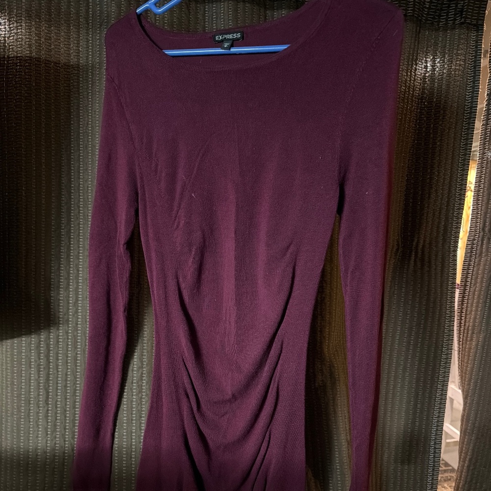 Ruched burgundy Express Dress